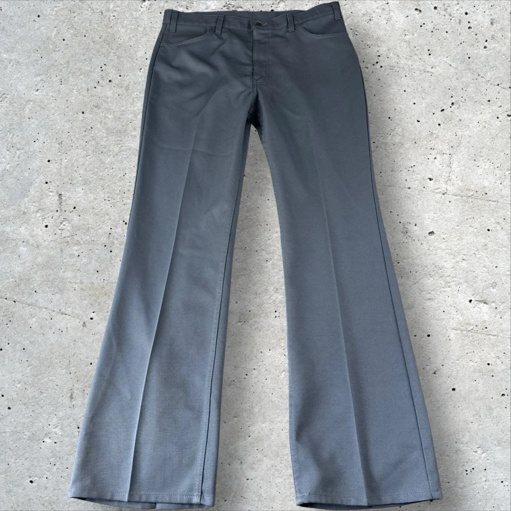 VTG Levis 517 Polyester Pants Fits 36x35‎ Gray 70s Bootcut Rockabilly USA